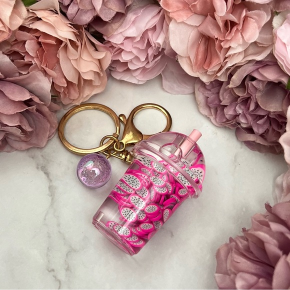 Boho Chic Dragon Fruit Infused Water Drink Keychain Charm - Picture 4 of 17